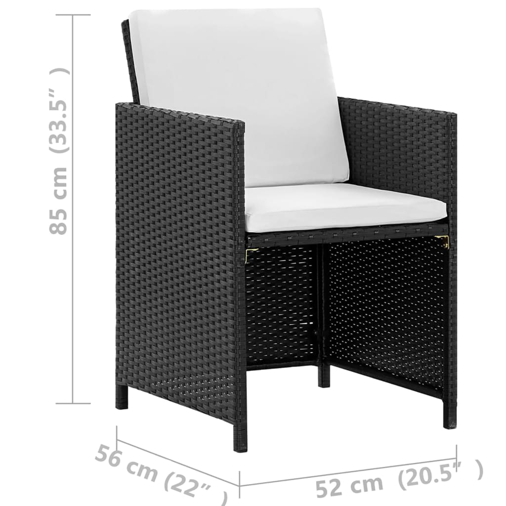 vidaXL 13-cz. zestaw mebli ogrodowych z poduszkami, rattan PE, czarny