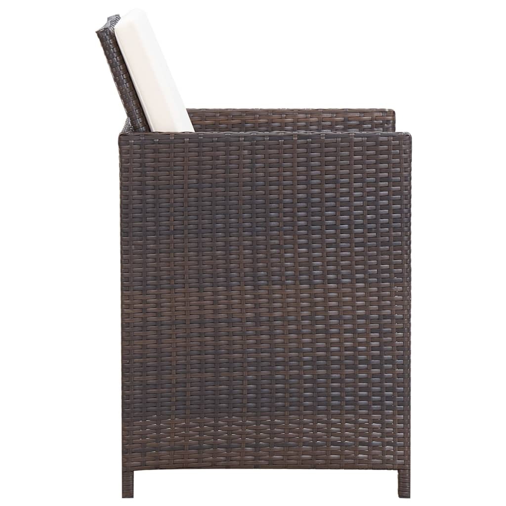 vidaXL 5-cz. zestaw mebli ogrodowych z poduszkami, rattan PE, brązowy