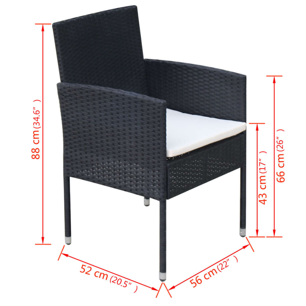 vidaXL 9-cz. zestaw mebli ogrodowych z poduszkami, rattan PE, czarny