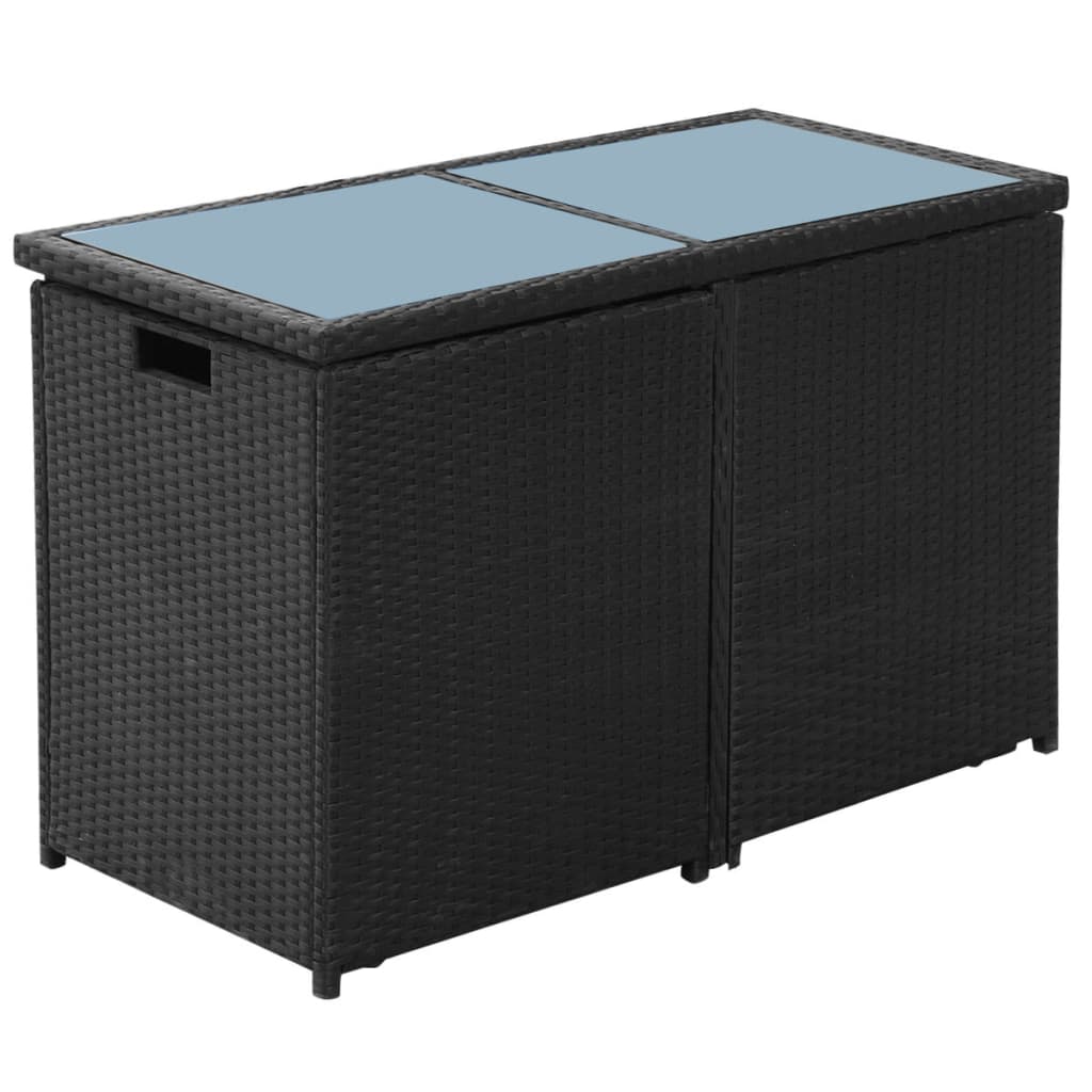 vidaXL 3-cz. zestaw mebli bistro z poduszkami, rattan PE, czarny