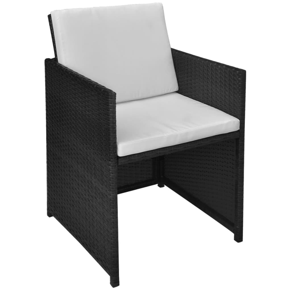 vidaXL 3-cz. zestaw mebli bistro z poduszkami, rattan PE, czarny