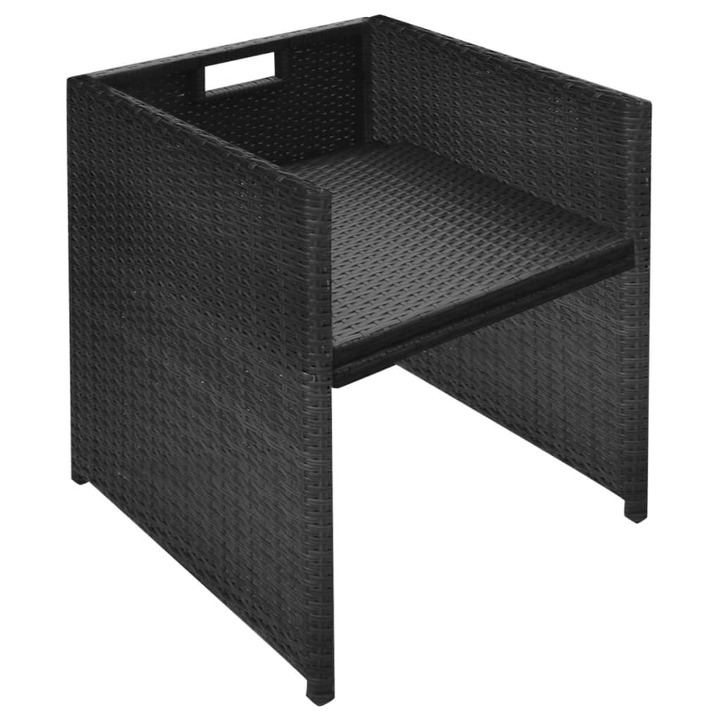 vidaXL 3-cz. zestaw mebli bistro z poduszkami, rattan PE, czarny