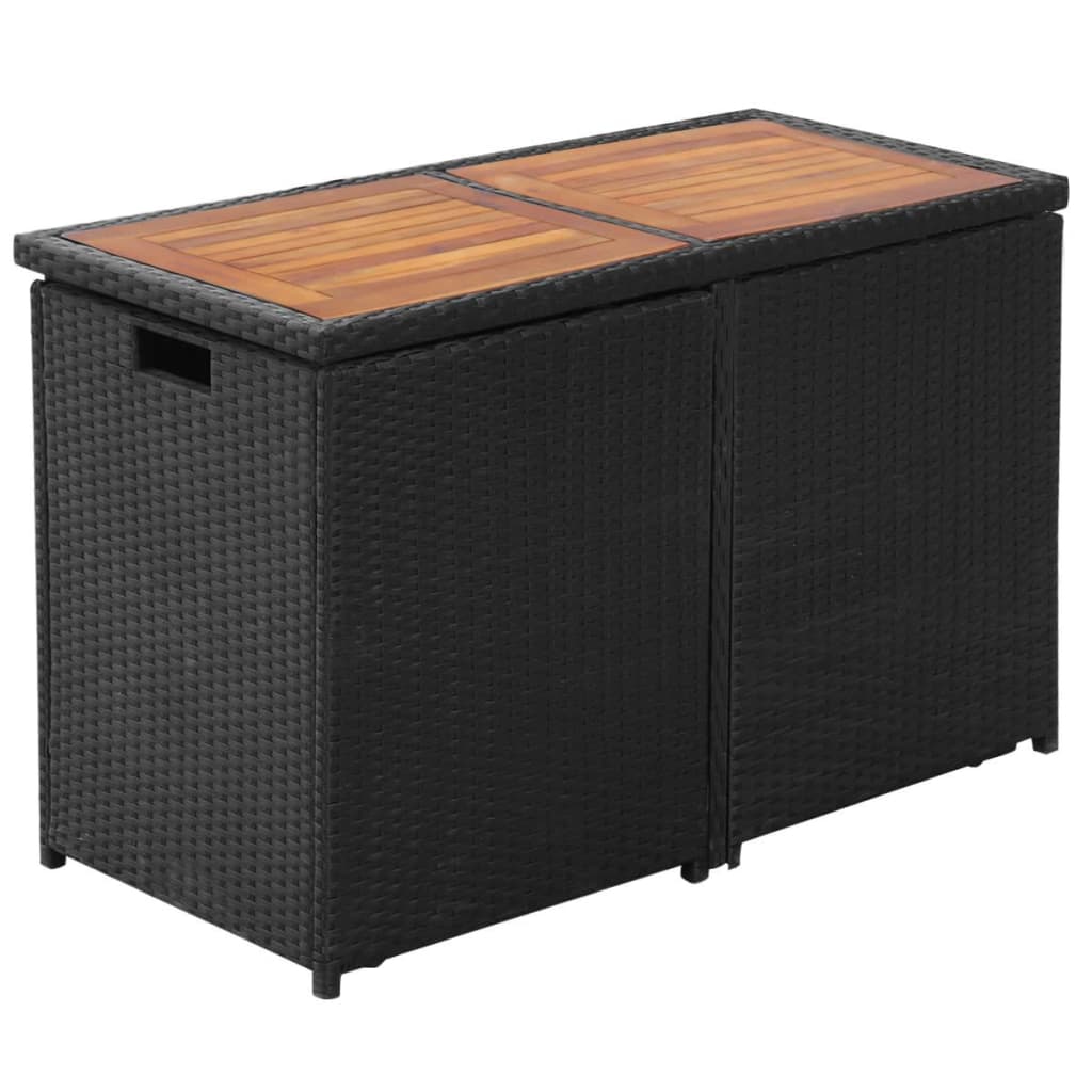 vidaXL 3-cz. zestaw mebli bistro z poduszkami, rattan PE, czarny