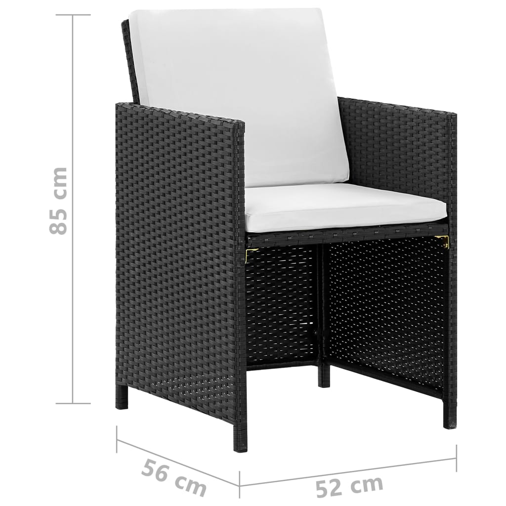 vidaXL 9-cz. zestaw mebli ogrodowych z poduszkami, rattan PE, czarny