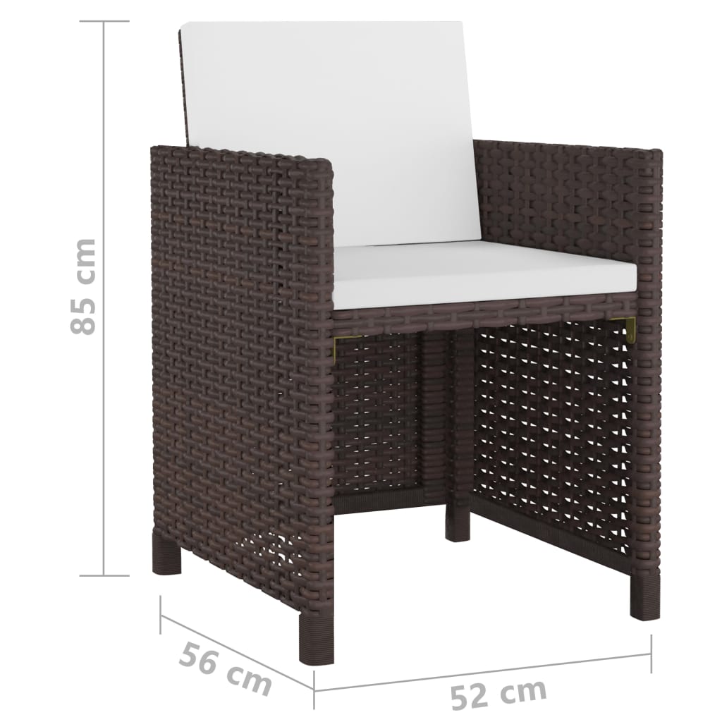 vidaXL 9-cz. zestaw mebli ogrodowych z poduszkami, rattan PE, brązowy