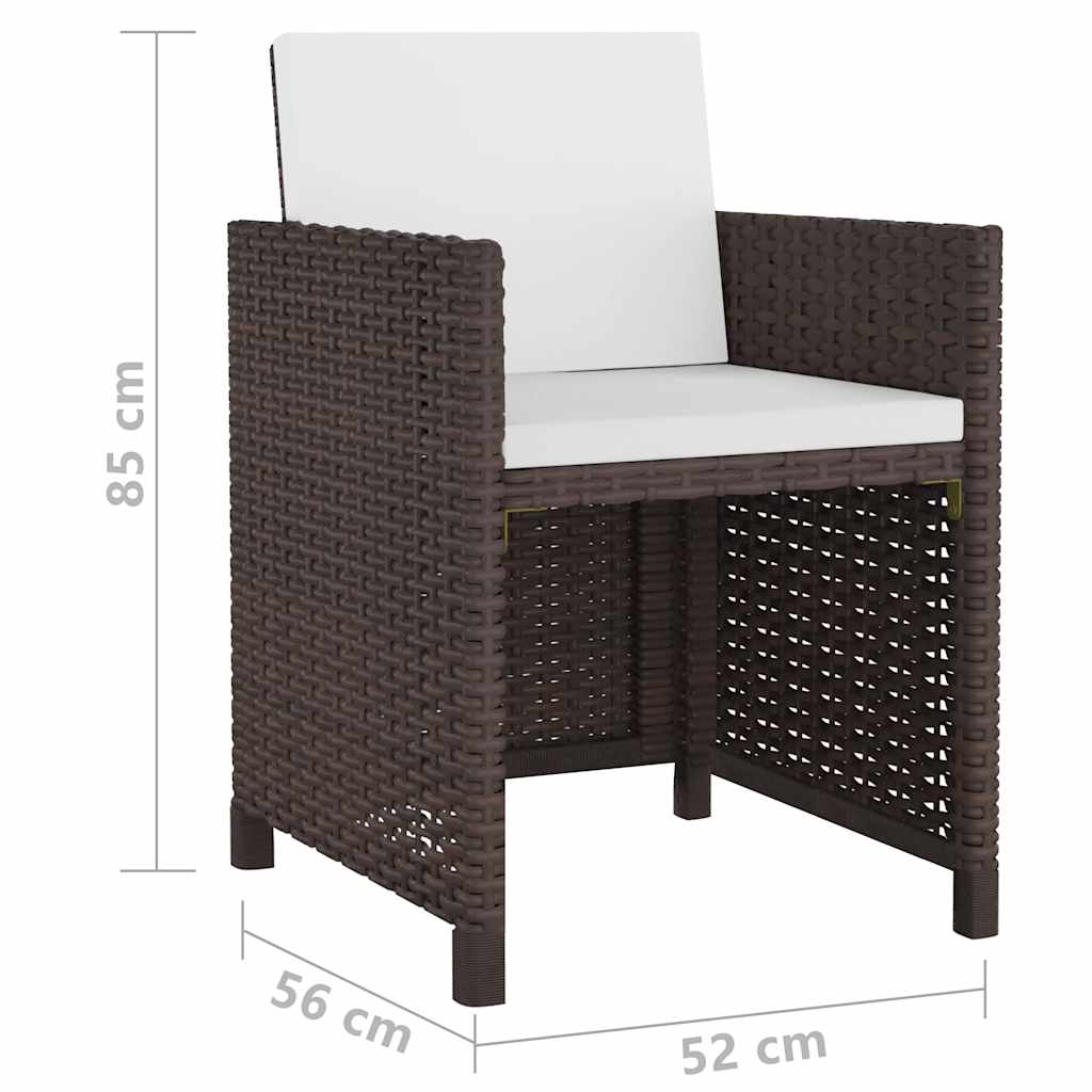 vidaXL 11-cz. zestaw mebli ogrodowych z poduszkami, rattan PE, brązowy