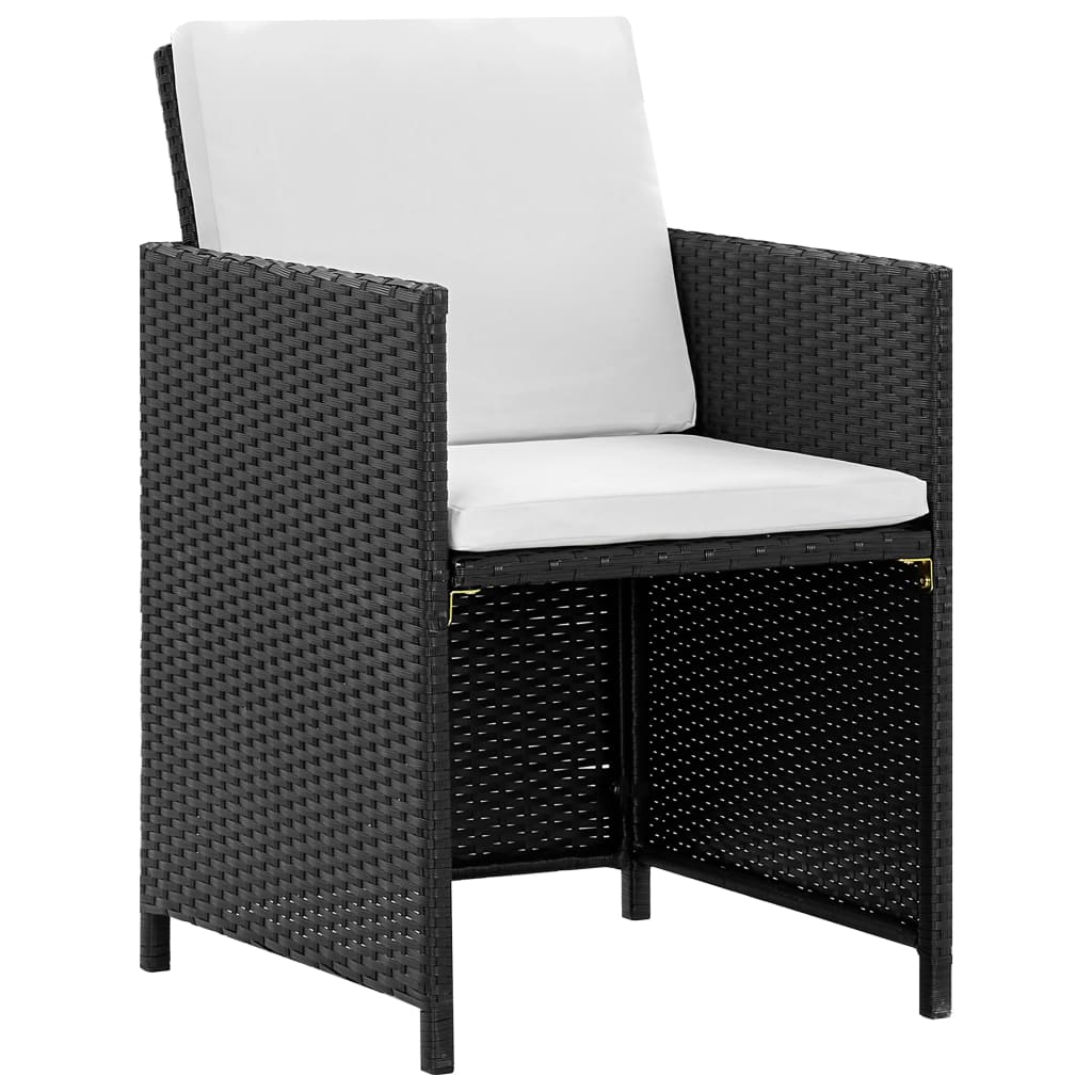 vidaXL 13-cz. zestaw mebli ogrodowych z poduszkami, rattan PE, czarny