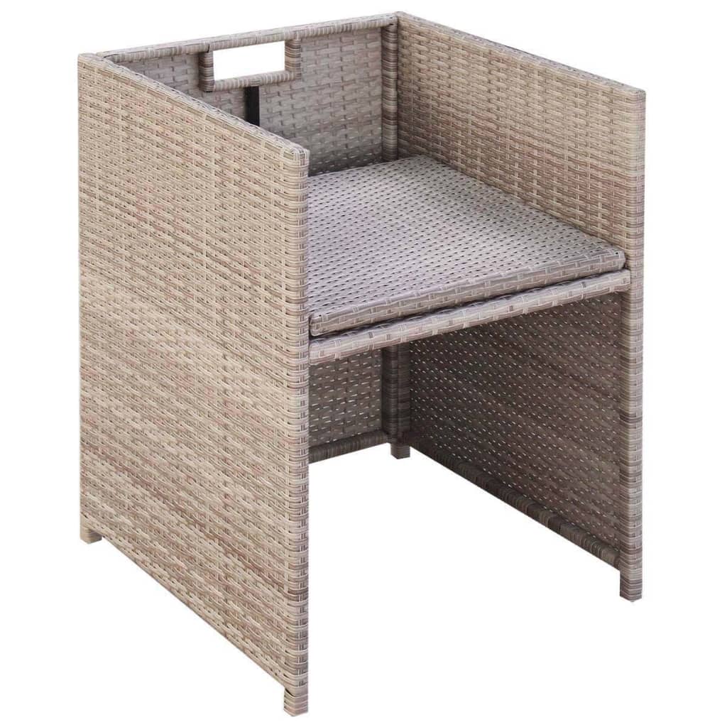 vidaXL 5-cz. zestaw mebli ogrodowych z poduszkami, rattan PE, beżowy