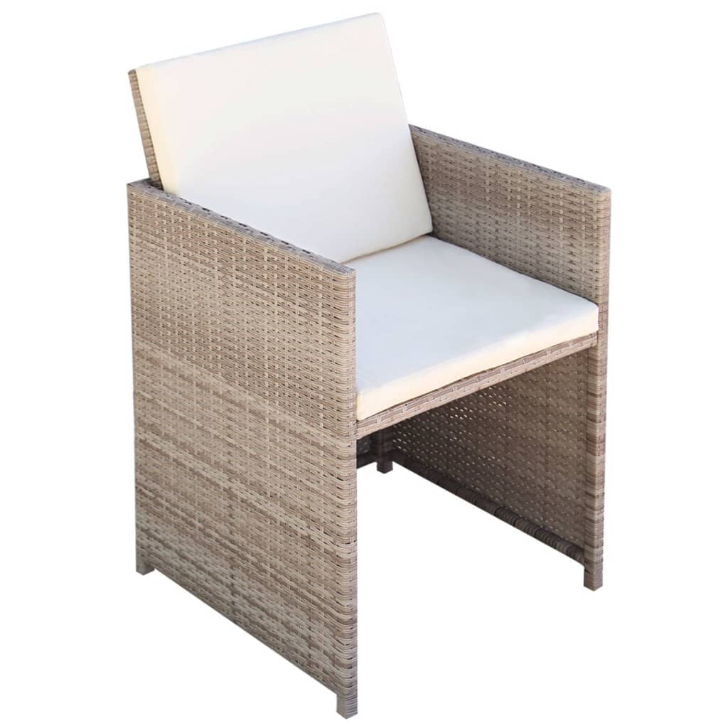 vidaXL 9-cz. zestaw mebli ogrodowych z poduszkami, rattan PE, beżowy