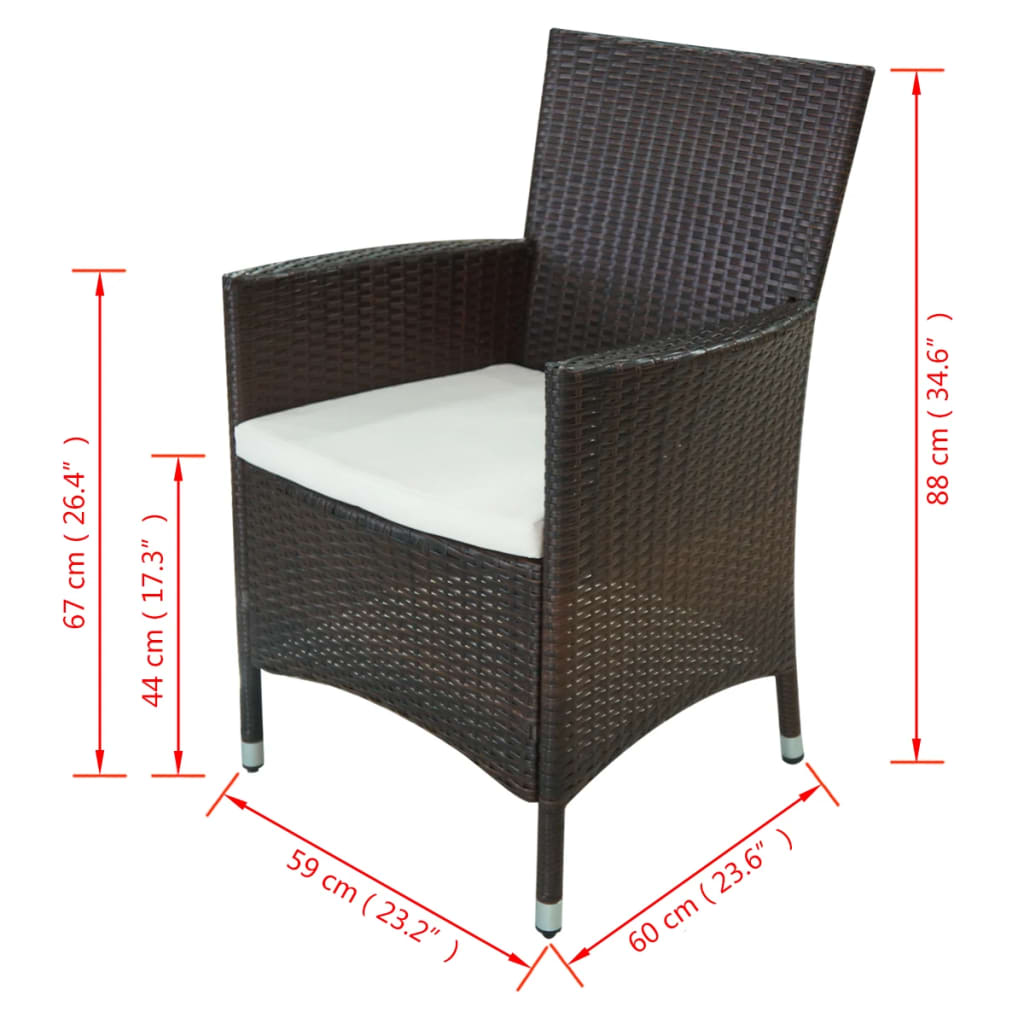 vidaXL 11-cz. zestaw mebli ogrodowych z poduszkami, rattan PE, brązowy