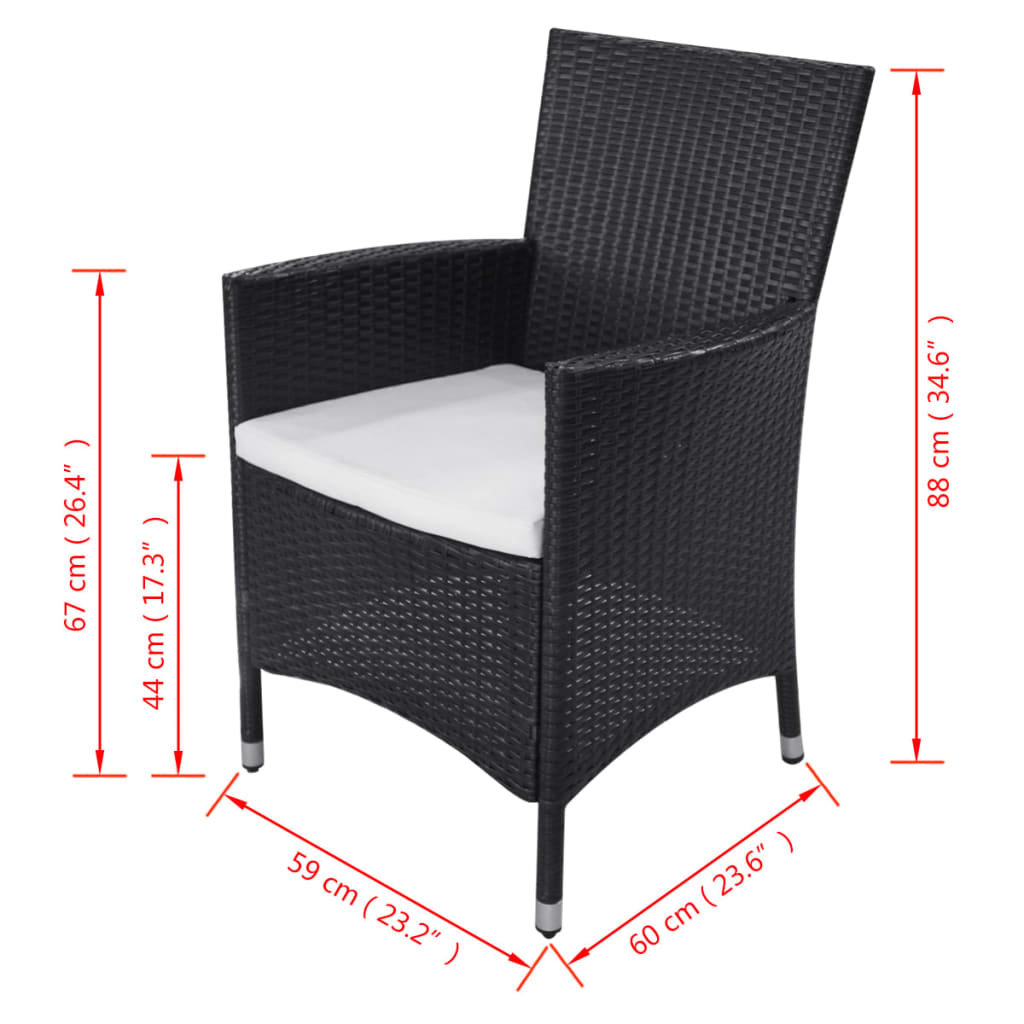 vidaXL 11-cz. zestaw mebli ogrodowych z poduszkami, rattan PE, czarny