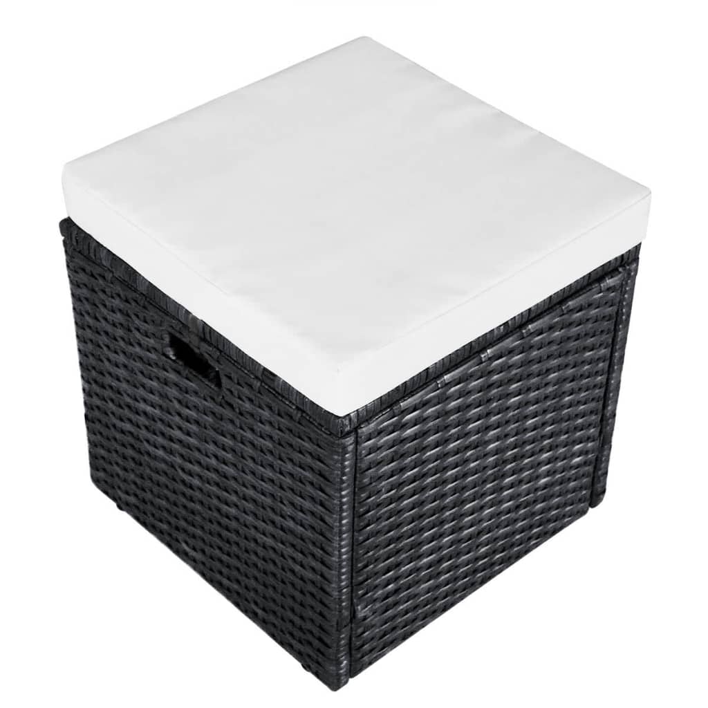 vidaXL 4-cz. zestaw wypoczynkowy do ogrodu, poduszki, rattan PE czarny