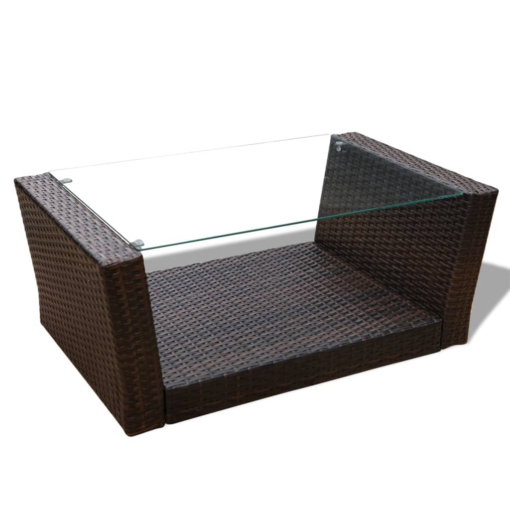 vidaXL 4-cz. zestaw wypoczynkowy do ogrodu, poduszki, rattan PE, brąz