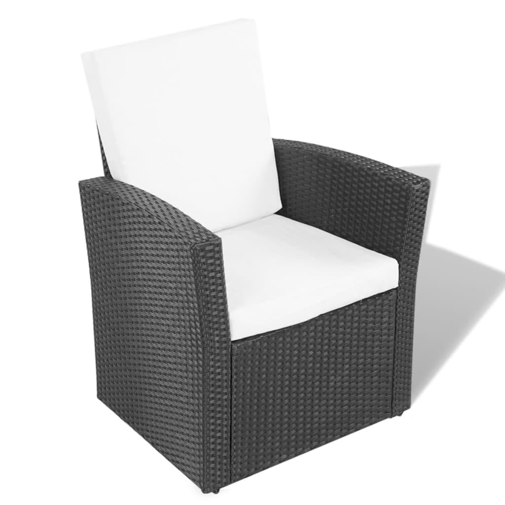 vidaXL 4-cz. zestaw wypoczynkowy do ogrodu, poduszki, rattan PE czarny