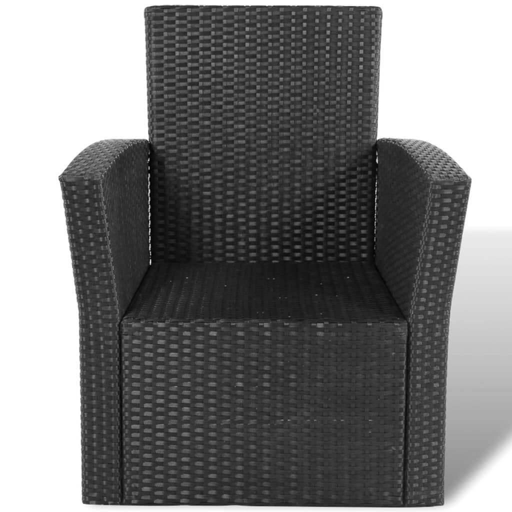 vidaXL 4-cz. zestaw wypoczynkowy do ogrodu, poduszki, rattan PE czarny