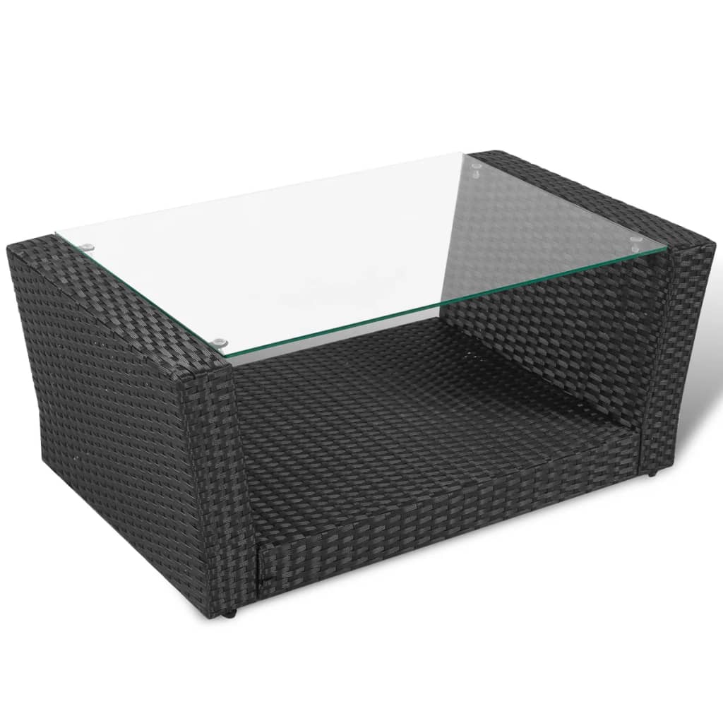 vidaXL 4-cz. zestaw wypoczynkowy do ogrodu, poduszki, rattan PE czarny