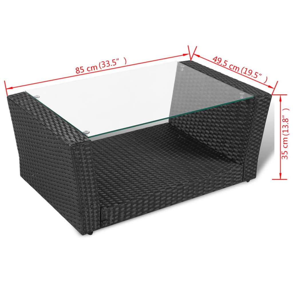 vidaXL 4-cz. zestaw wypoczynkowy do ogrodu, poduszki, rattan PE czarny