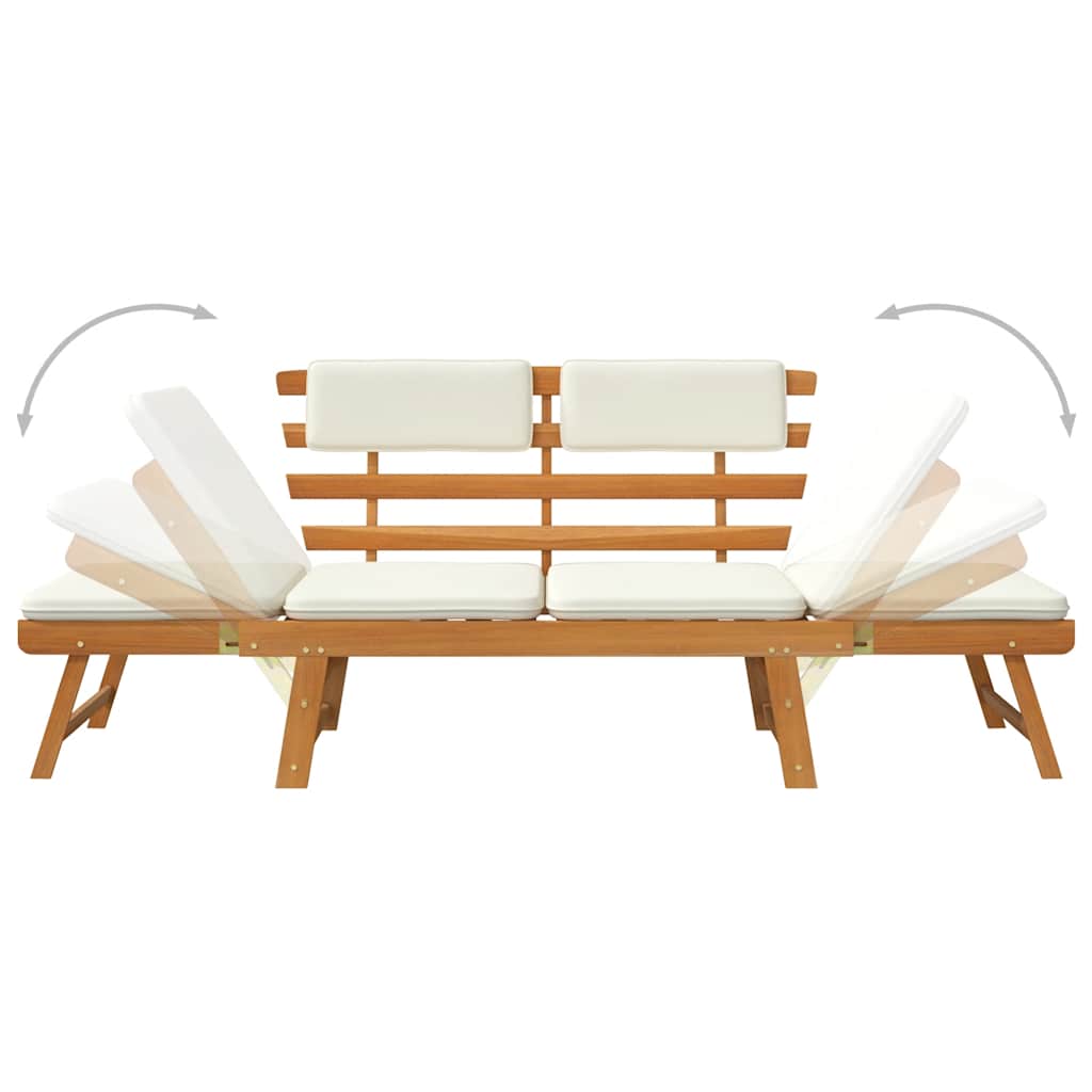 vidaXL Ławka ogrodowa z poduszkami, 2w1, 190 cm, lite drewno akacjowe