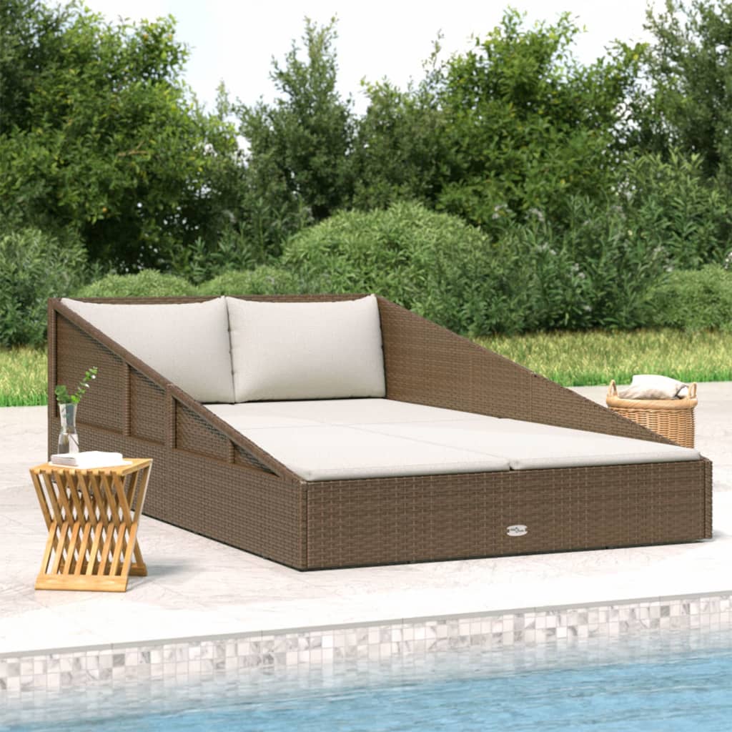 vidaXL Leżanka ogrodowa, brązowa, 110x200 cm, rattan PE