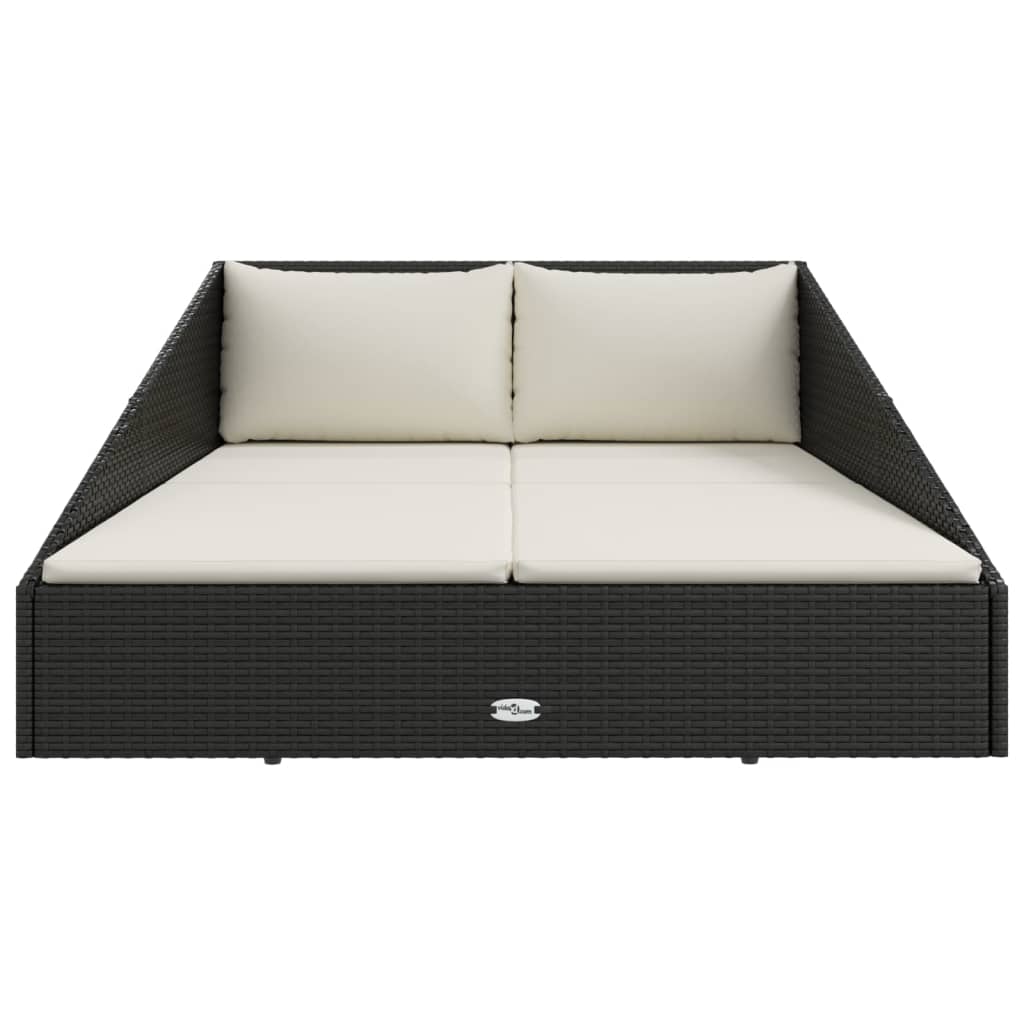 vidaXL Leżanka ogrodowa, czarna, 110x200 cm, rattan PE