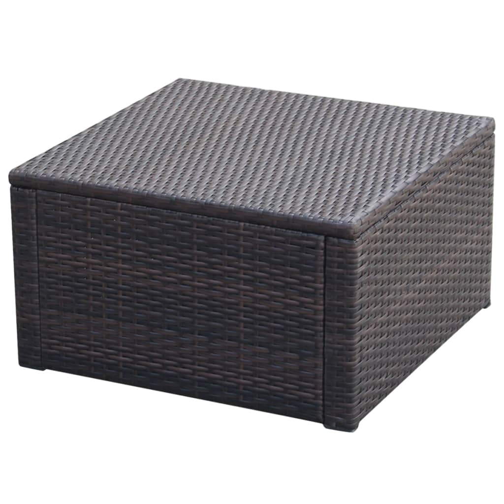 vidaXL Puf 53 x 53 x 30 cm, polirattanowy, brązowy