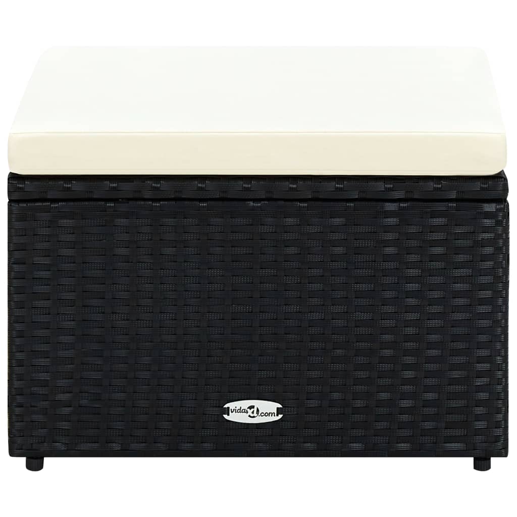 vidaXL Puf 53 x 53 x 30 cm, polirattanowy, czarny