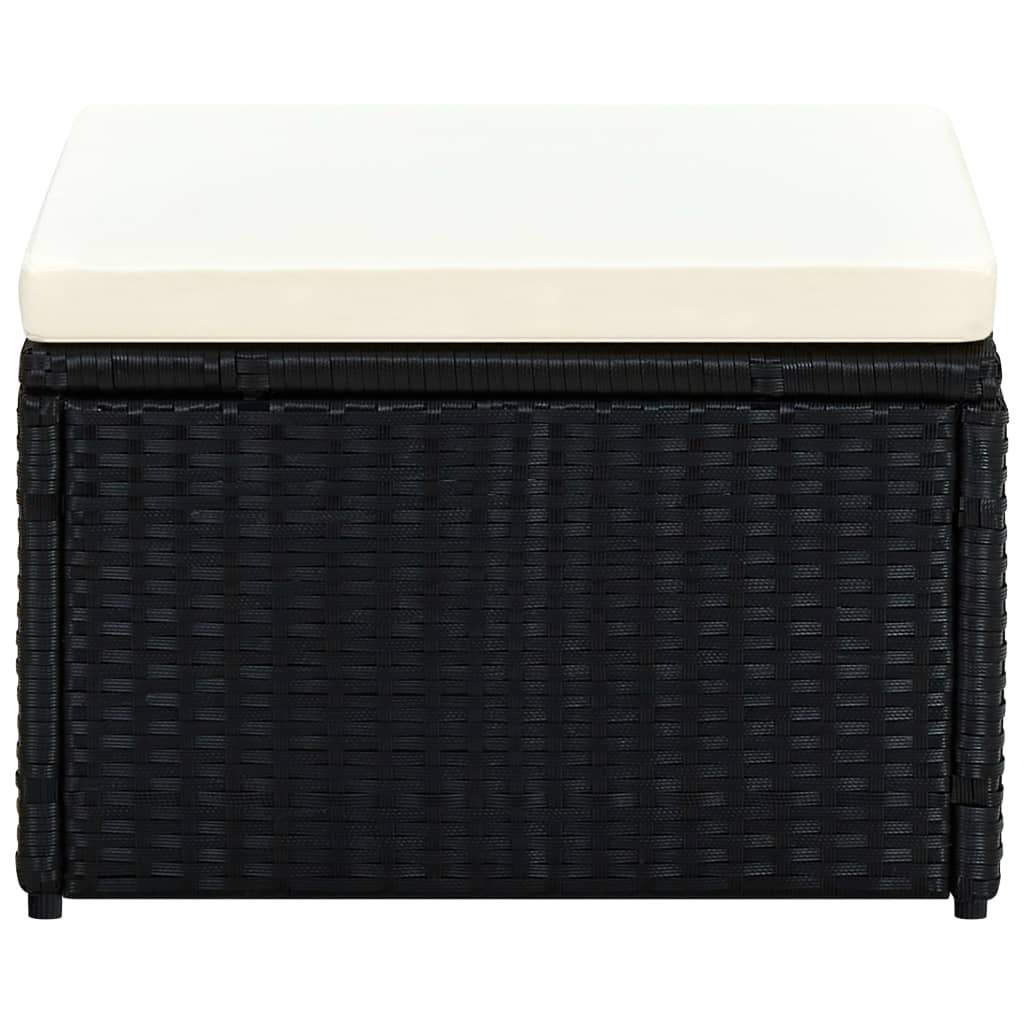 vidaXL Puf 53 x 53 x 30 cm, polirattanowy, czarny
