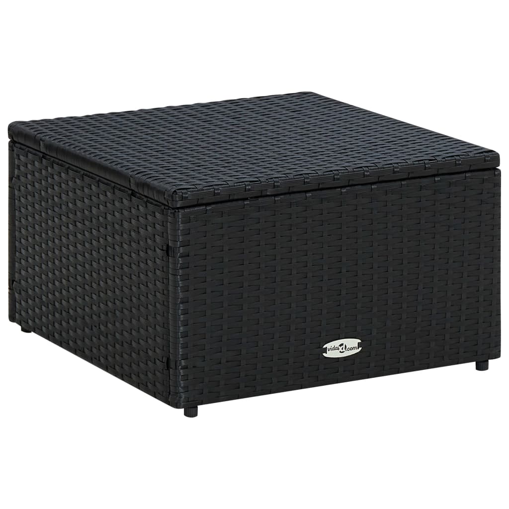 vidaXL Puf 53 x 53 x 30 cm, polirattanowy, czarny