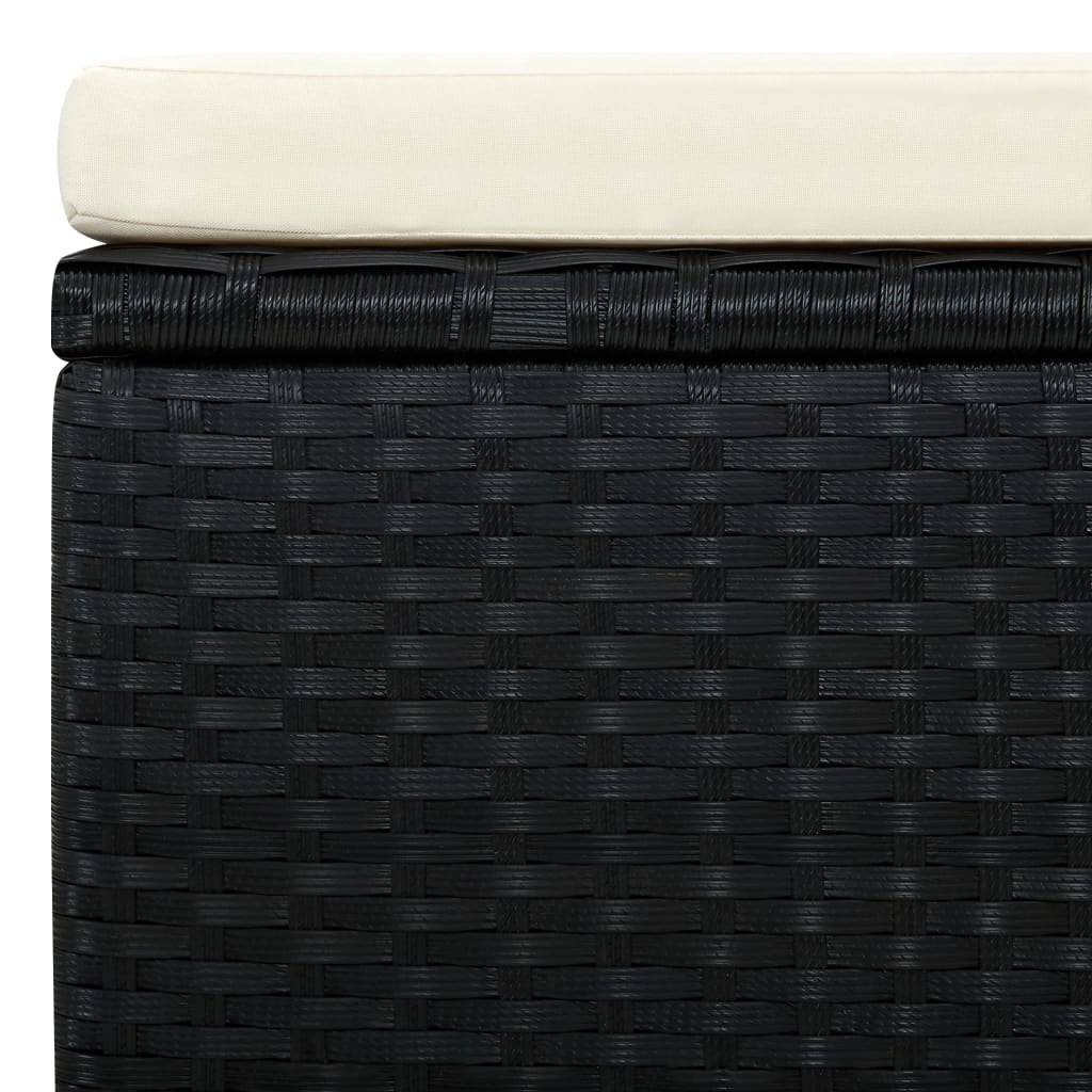vidaXL Puf 53 x 53 x 30 cm, polirattanowy, czarny