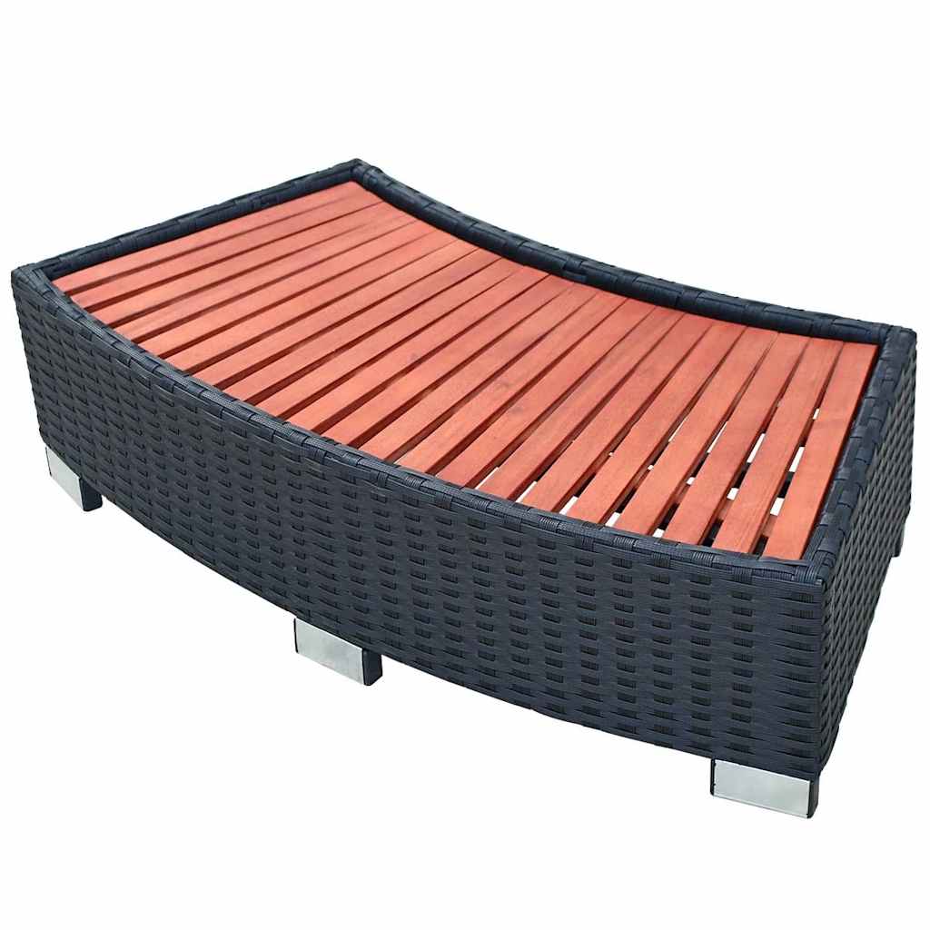 vidaXL Stopień do spa 92 x 45 x 25 cm, polirattanowy, czarny