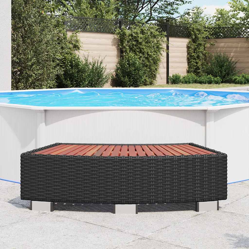 vidaXL Stopień do spa 92 x 45 x 25 cm, polirattanowy, czarny