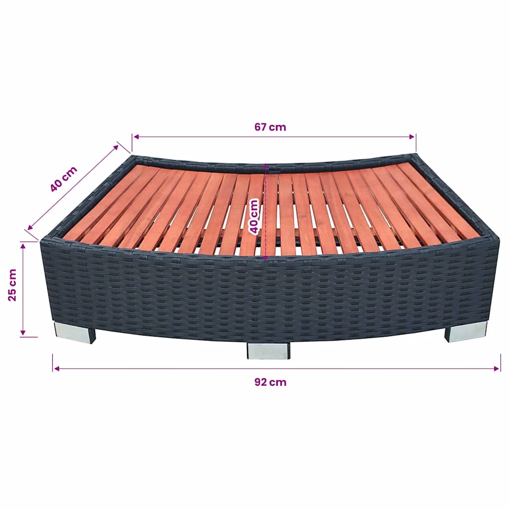 vidaXL Stopień do spa 92 x 45 x 25 cm, polirattanowy, czarny
