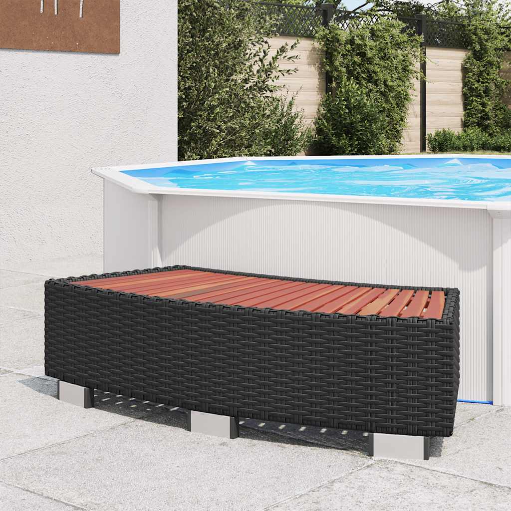 vidaXL Stopień do spa 92 x 45 x 25 cm, polirattanowy, czarny