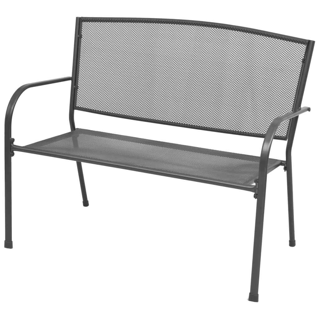vidaXL Ławka ogrodowa, 108 cm, stal i siatka, antracytowa