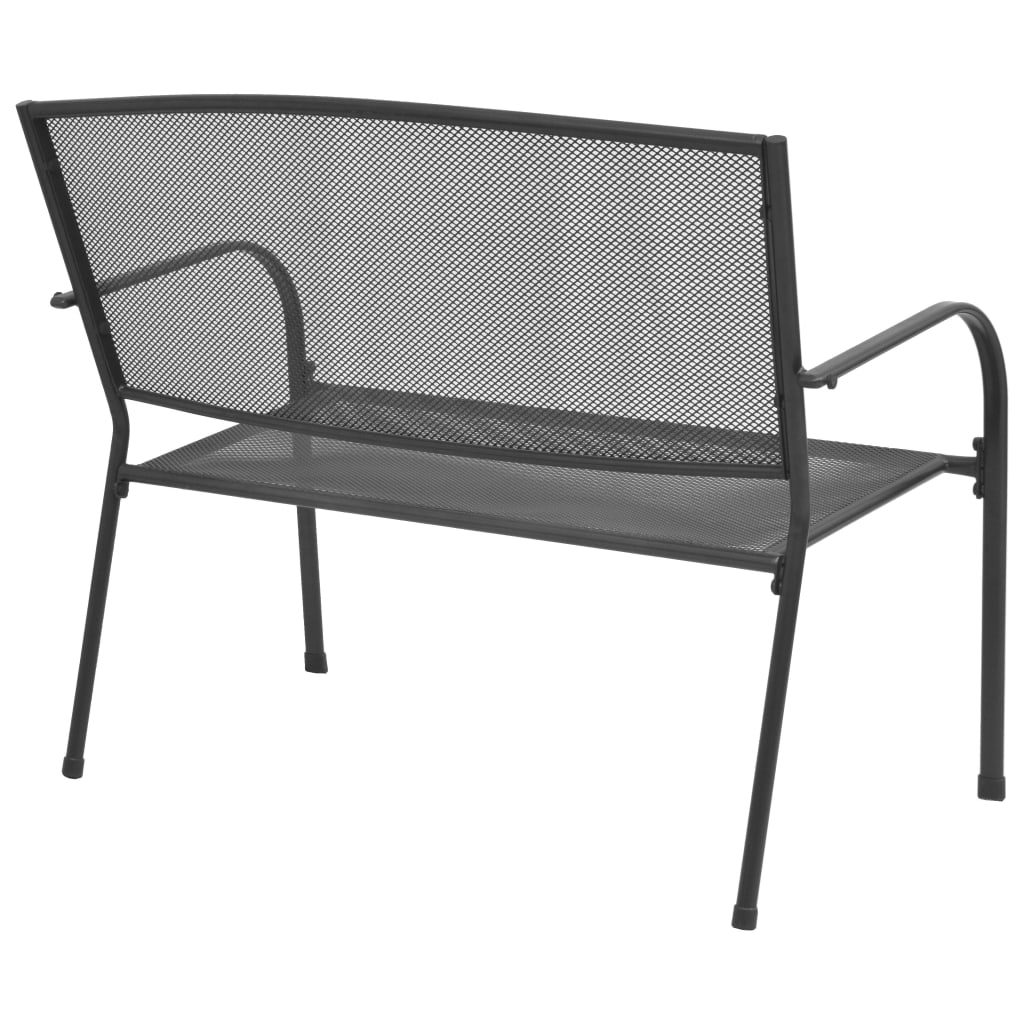 vidaXL Ławka ogrodowa, 108 cm, stal i siatka, antracytowa