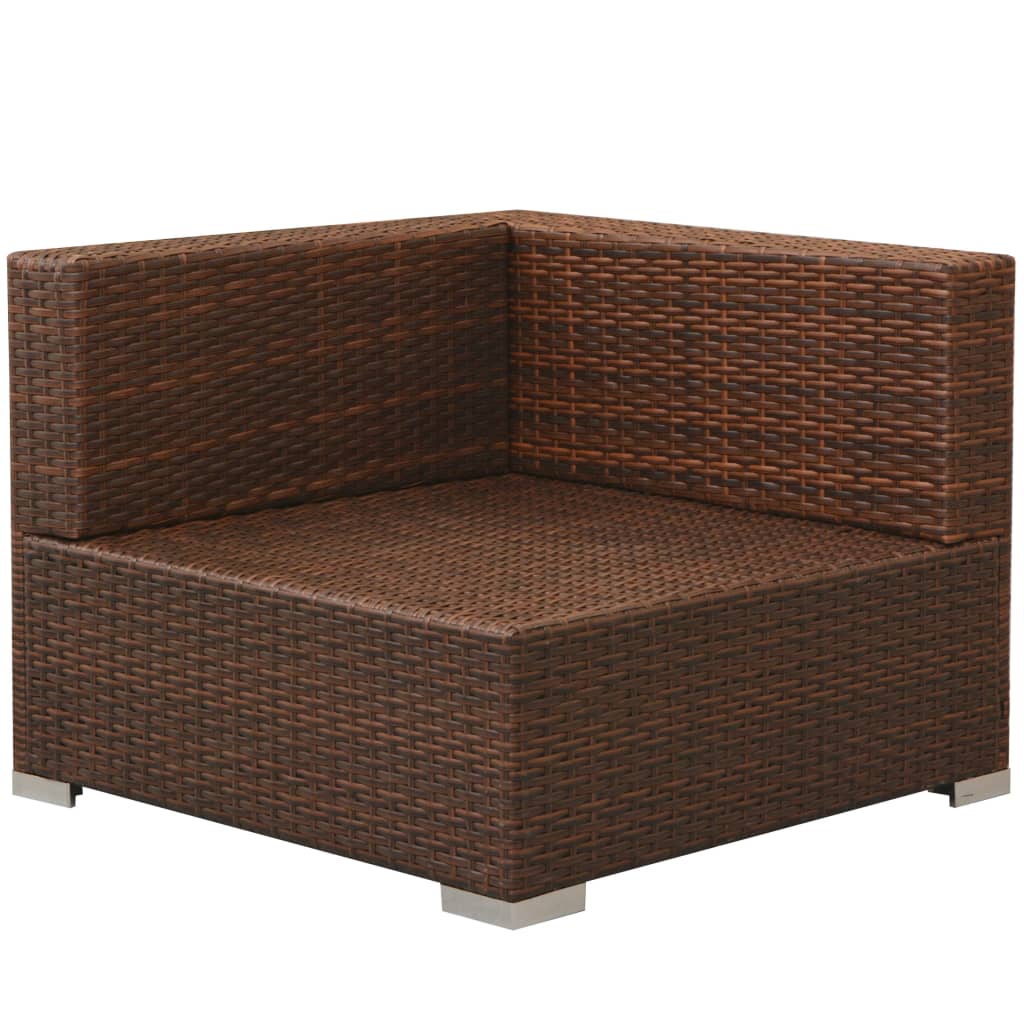 vidaXL 3-cz. zestaw wypoczynkowy do ogrodu, poduszki, rattan PE, brąz