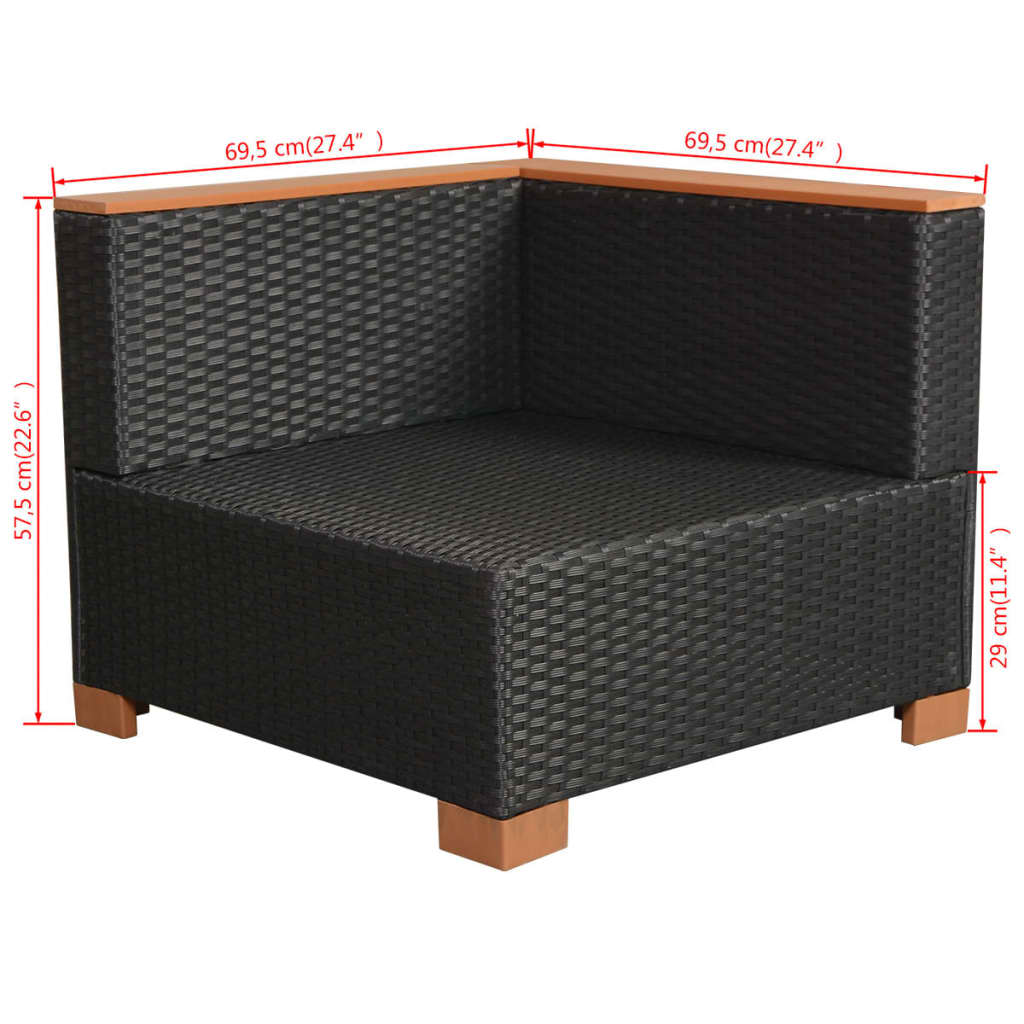 vidaXL 10-cz. zestaw mebli do ogrodu, poduszki, rattan PE, czarny