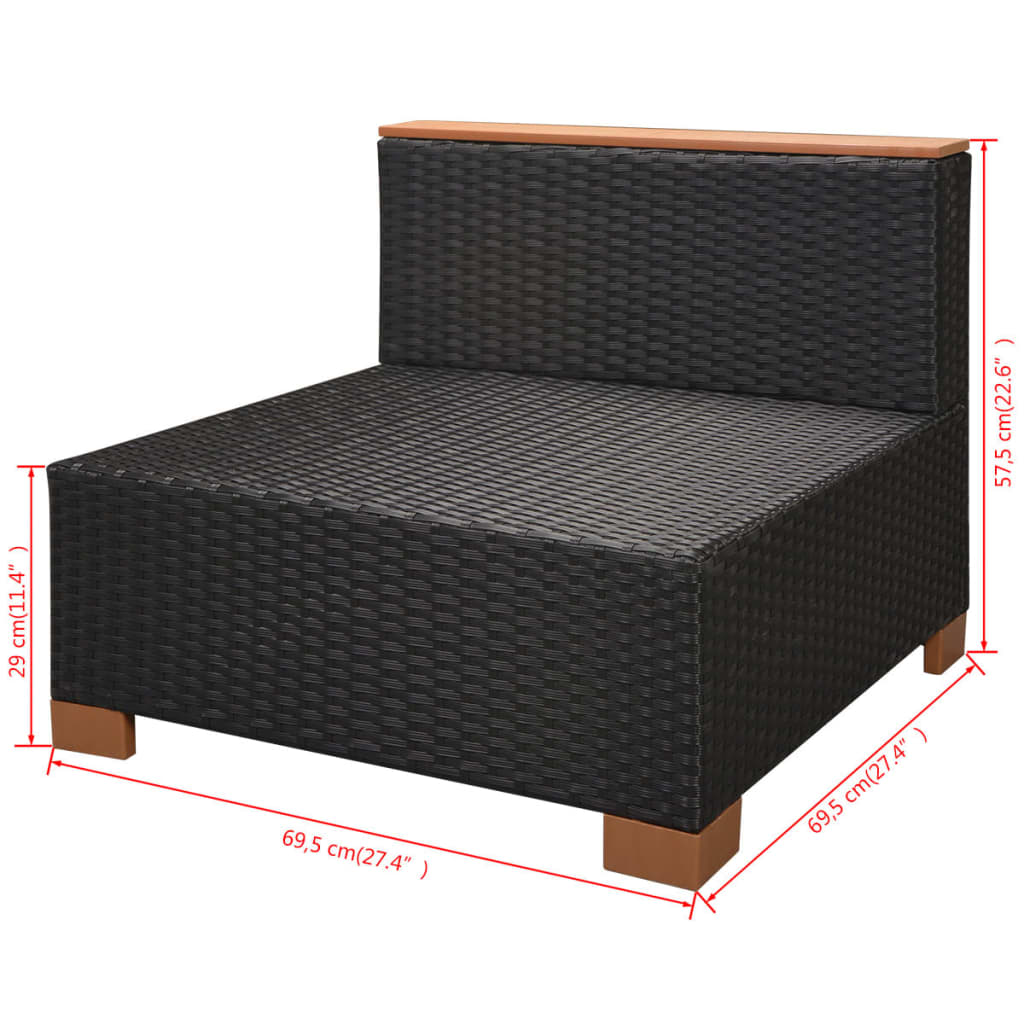 vidaXL 10-cz. zestaw mebli do ogrodu, poduszki, rattan PE, czarny
