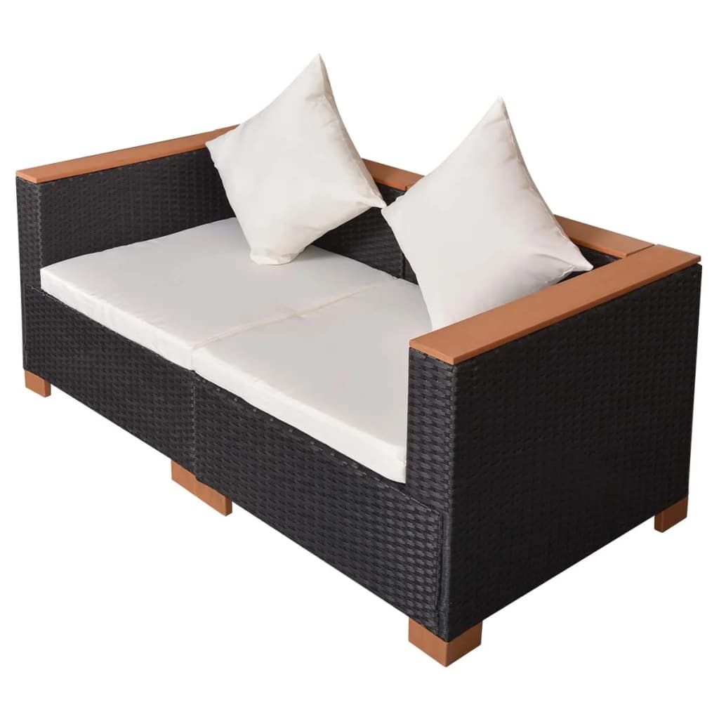 vidaXL Sofa ogrodowa, rattan PE, czarna