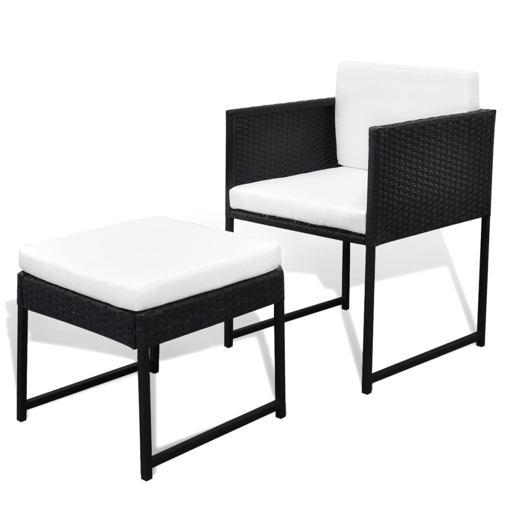 vidaXL 9-cz. zestaw mebli ogrodowych z poduszkami, rattan PE, czarny