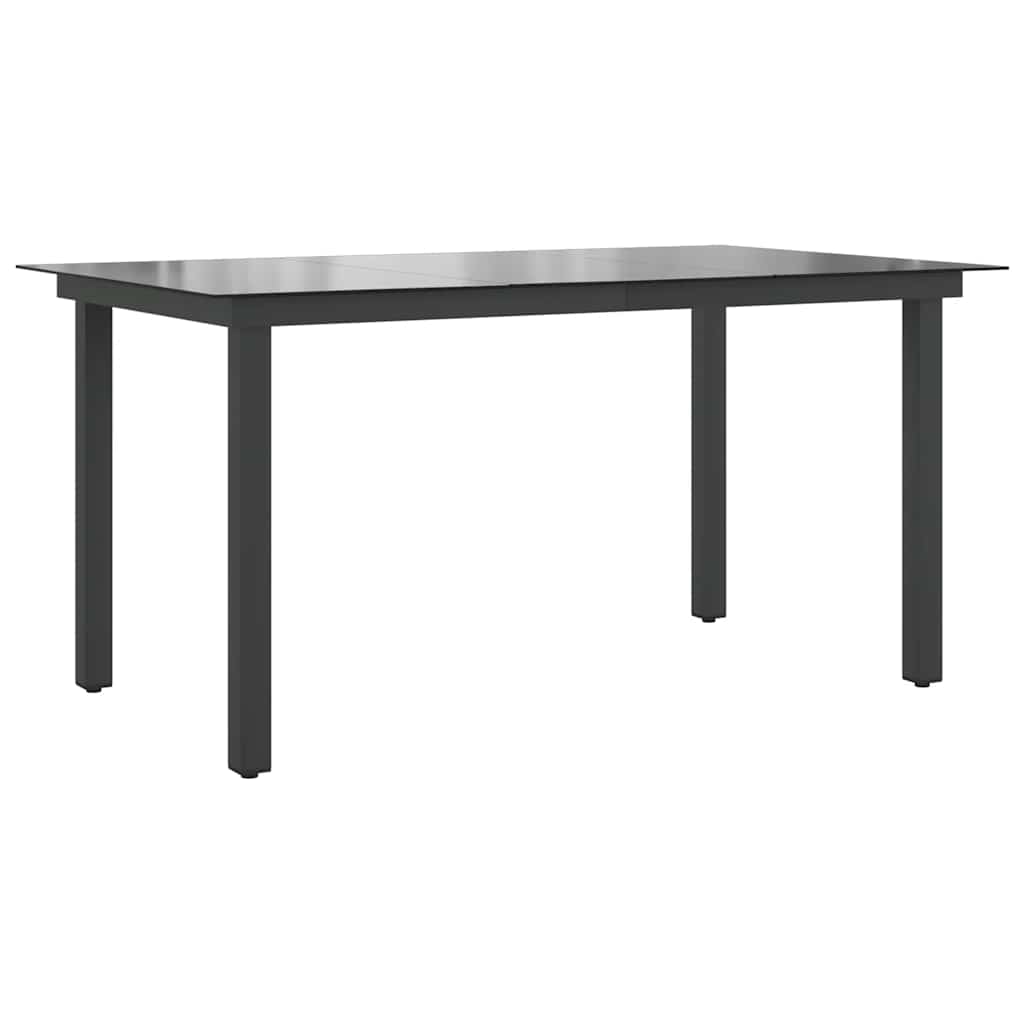 vidaXL Stół ogrodowy, czarny, 150x90x74 cm, aluminium i szkło