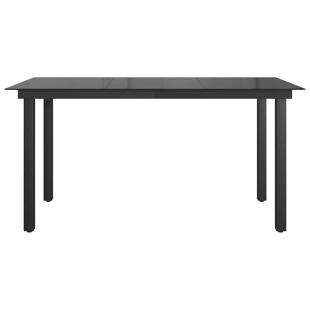 vidaXL Stół ogrodowy, czarny, 150x90x74 cm, aluminium i szkło