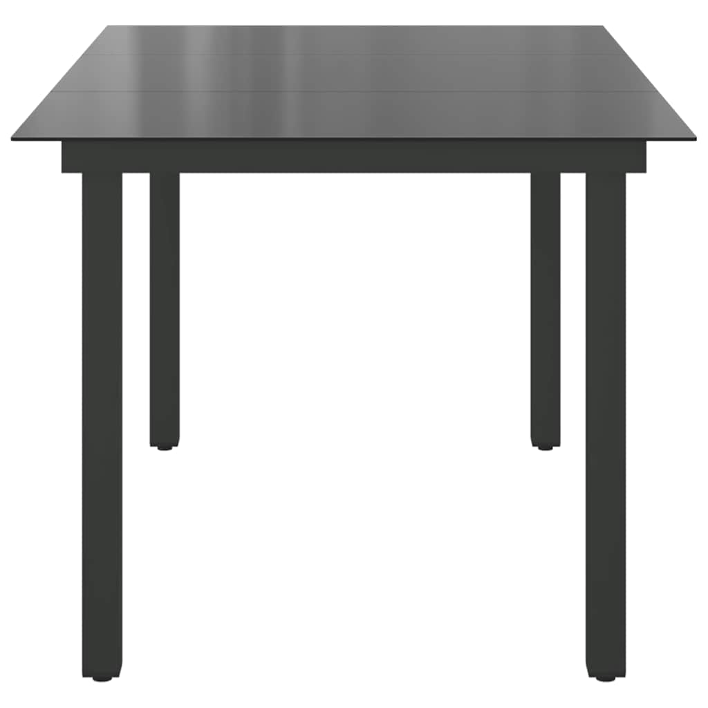 vidaXL Stół ogrodowy, czarny, 150x90x74 cm, aluminium i szkło