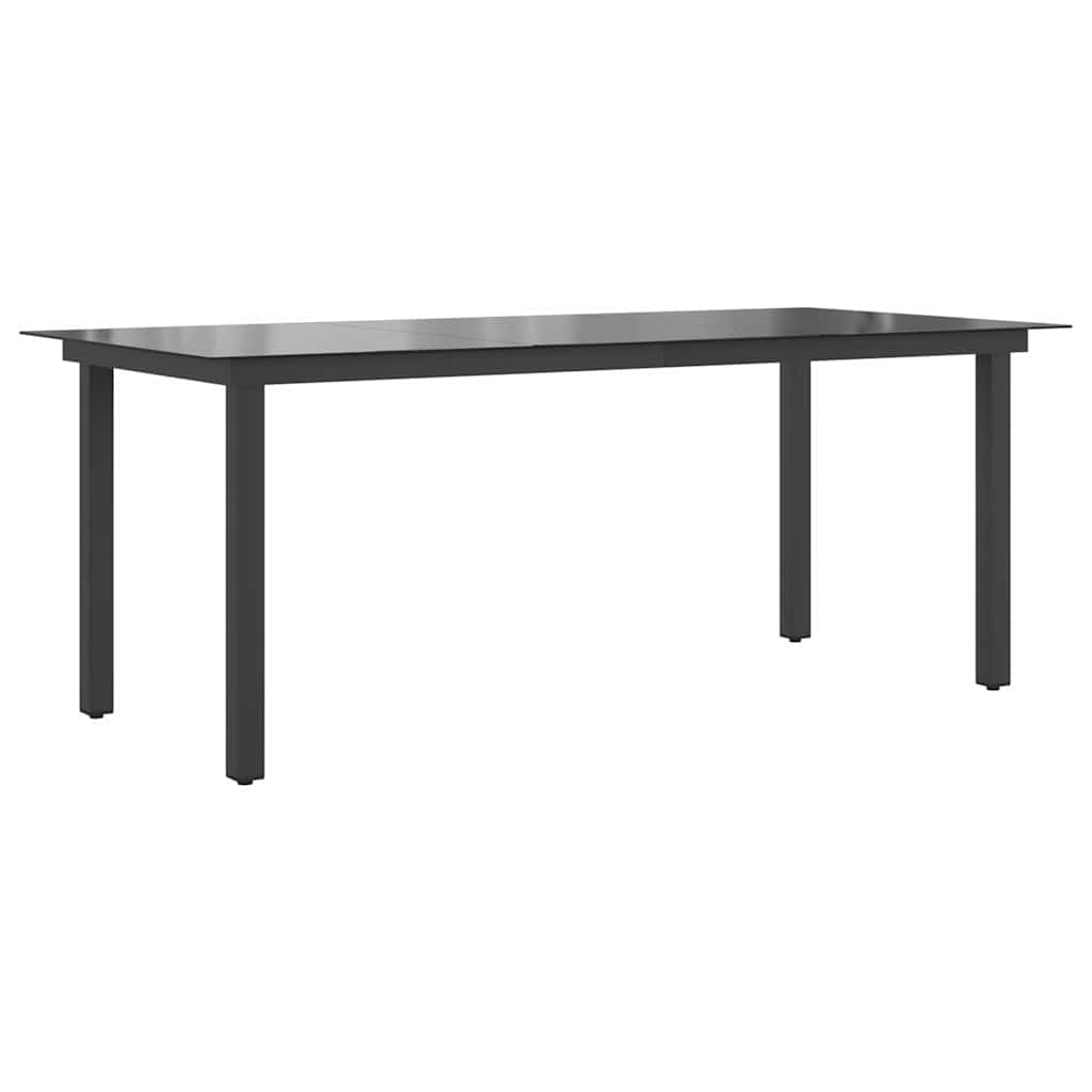 vidaXL Stół ogrodowy, czarny, 190x90x74 cm, aluminium i szkło
