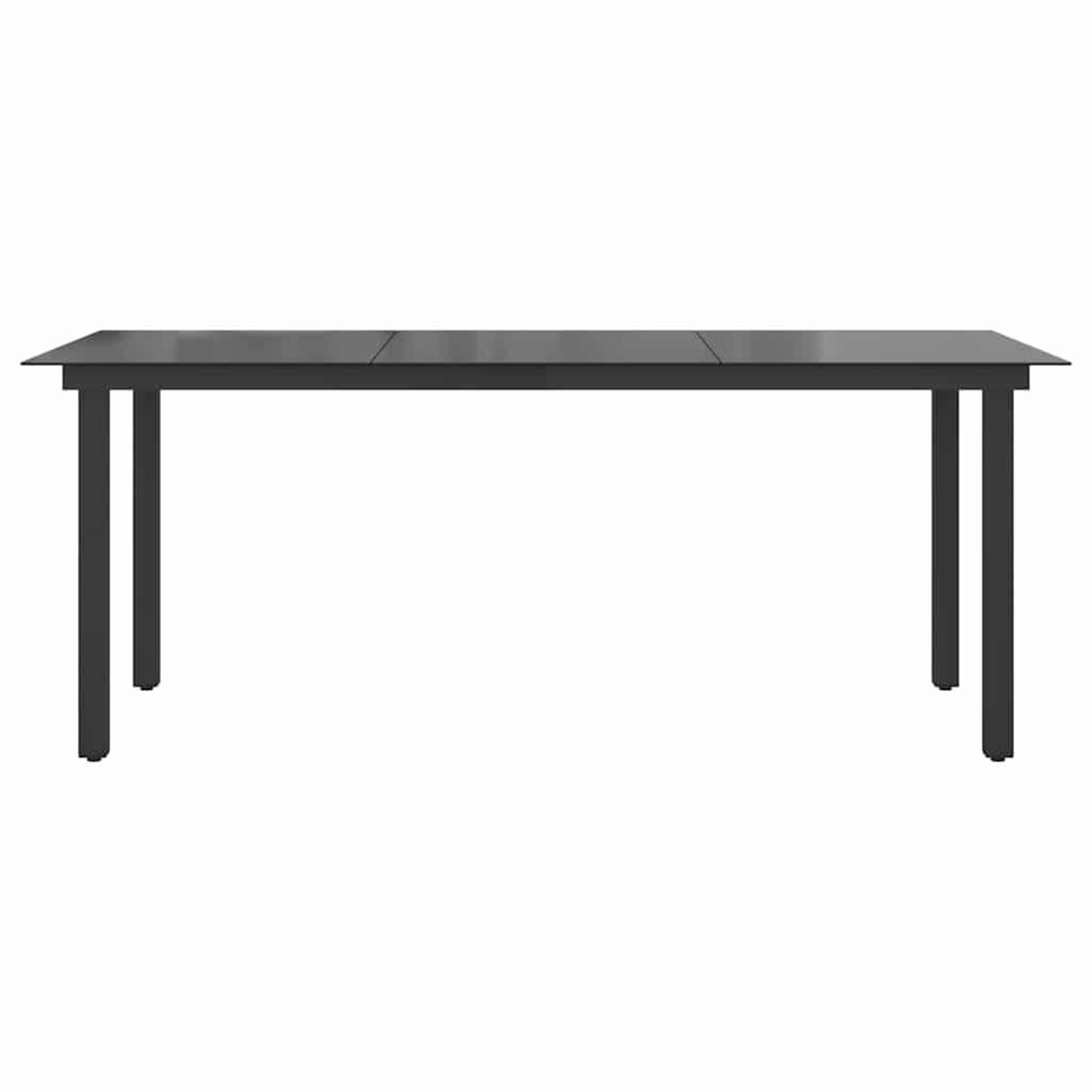 vidaXL Stół ogrodowy, czarny, 190x90x74 cm, aluminium i szkło