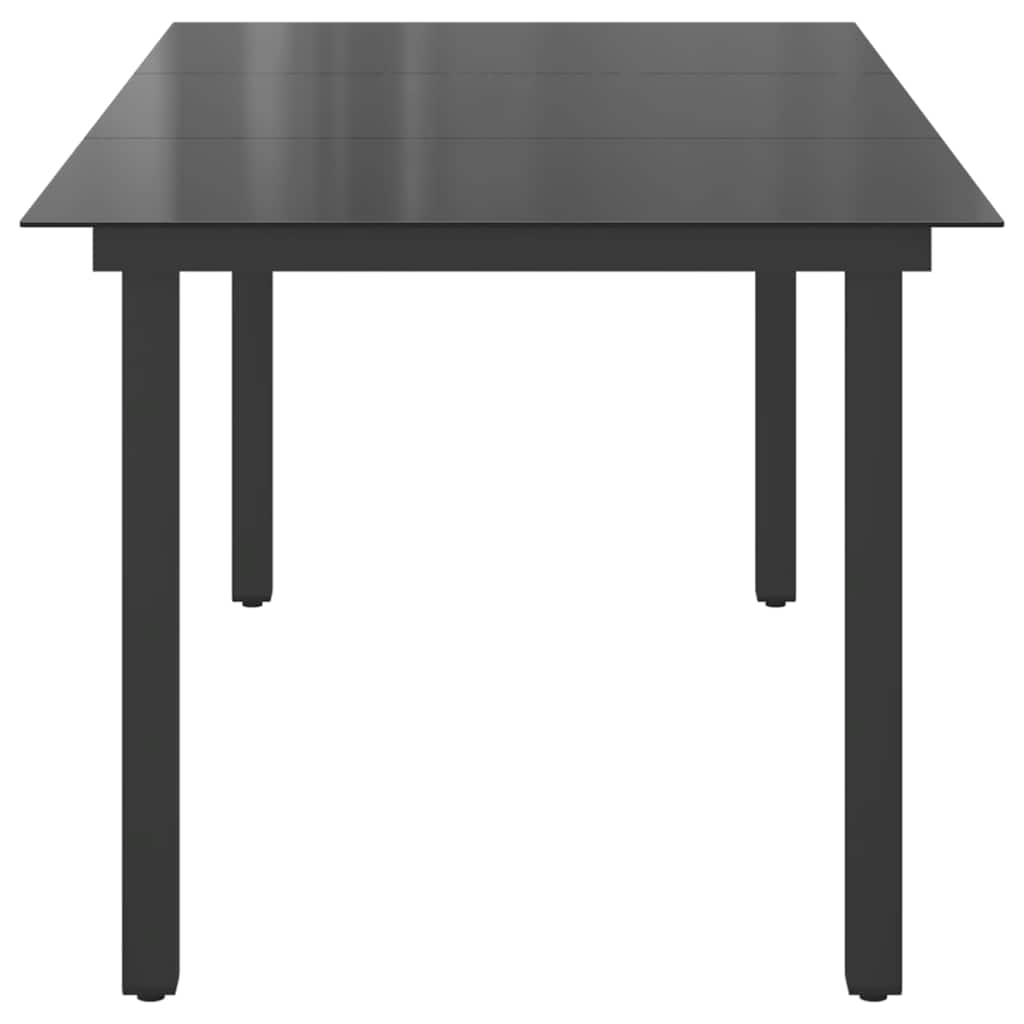 vidaXL Stół ogrodowy, czarny, 190x90x74 cm, aluminium i szkło