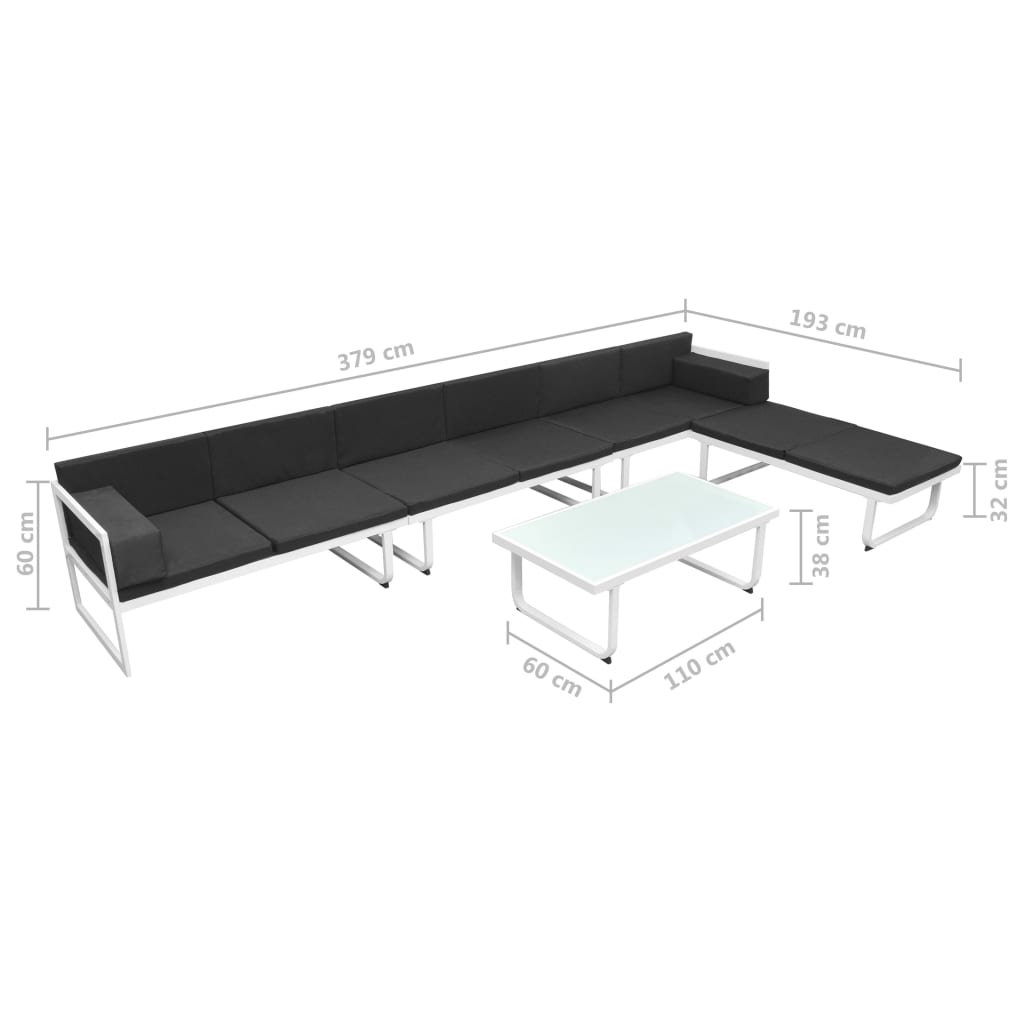 vidaXL 5-cz. zestaw mebli do ogrodu, textilene, aluminium, czarny