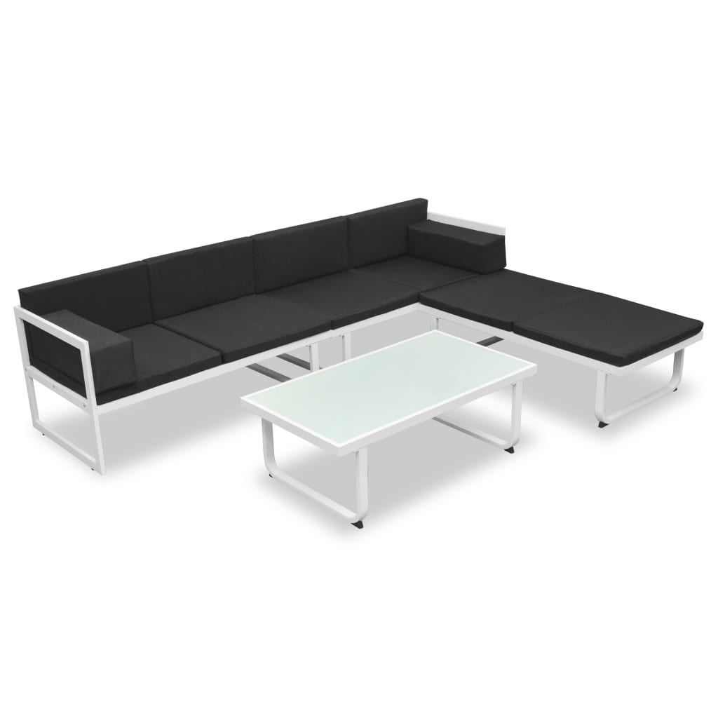 vidaXL 4-cz. zestaw mebli do ogrodu z poduszkami, aluminium, czarny