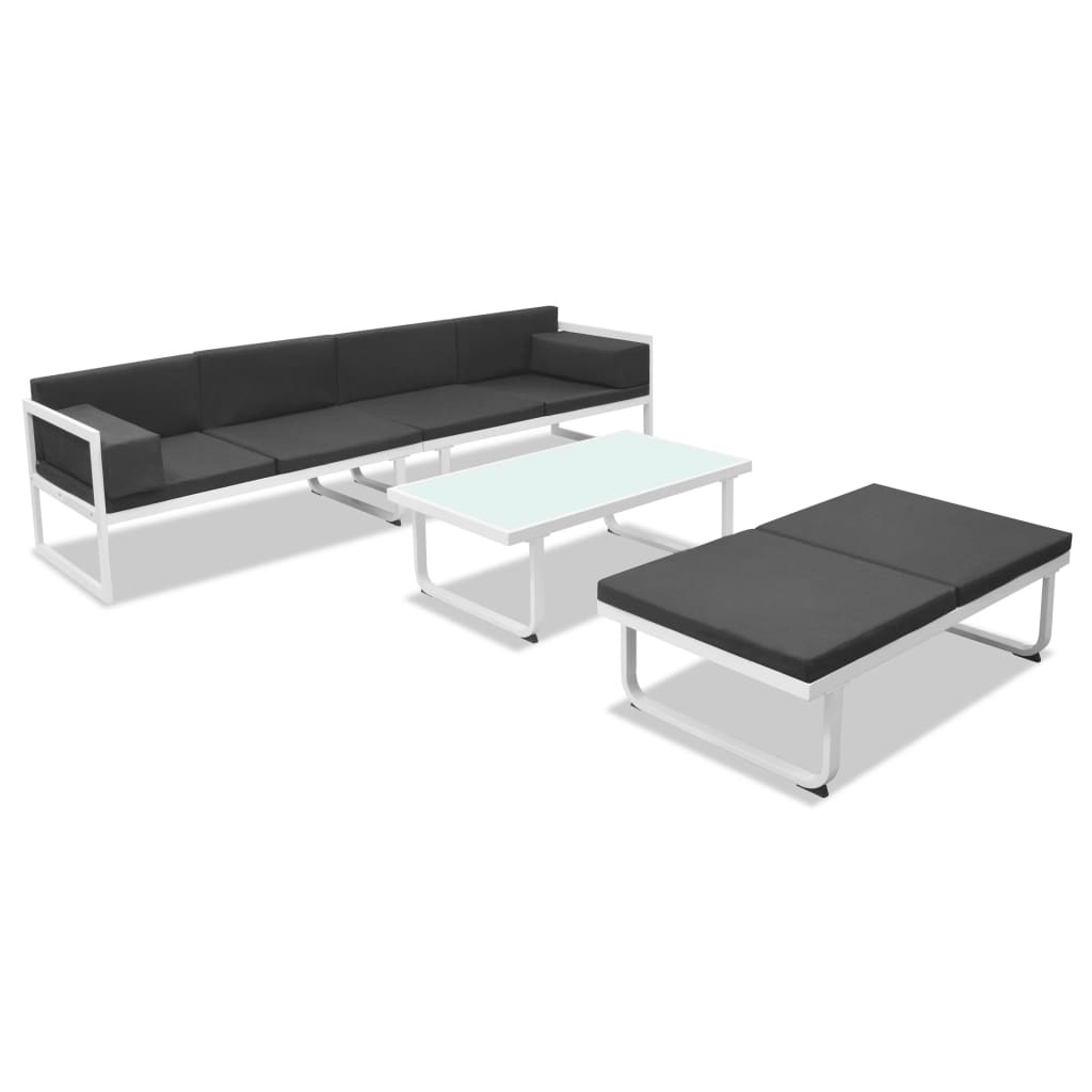 vidaXL 4-cz. zestaw mebli do ogrodu z poduszkami, aluminium, czarny
