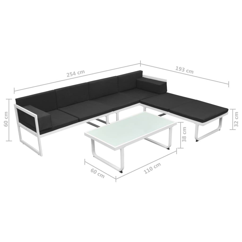 vidaXL 4-cz. zestaw mebli do ogrodu z poduszkami, aluminium, czarny